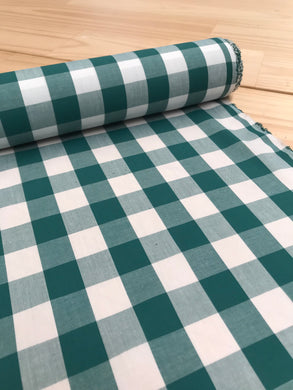 Green and White Gingham Cotton
